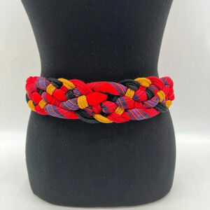 Leather Shop Vintage Braided Rope Belt Women's Medium‎ Fabric Multicolored Retro